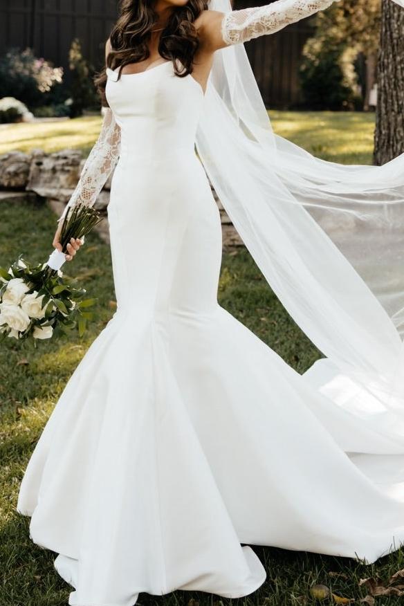 Strapless Mermaid Wedding Dress with Button Back