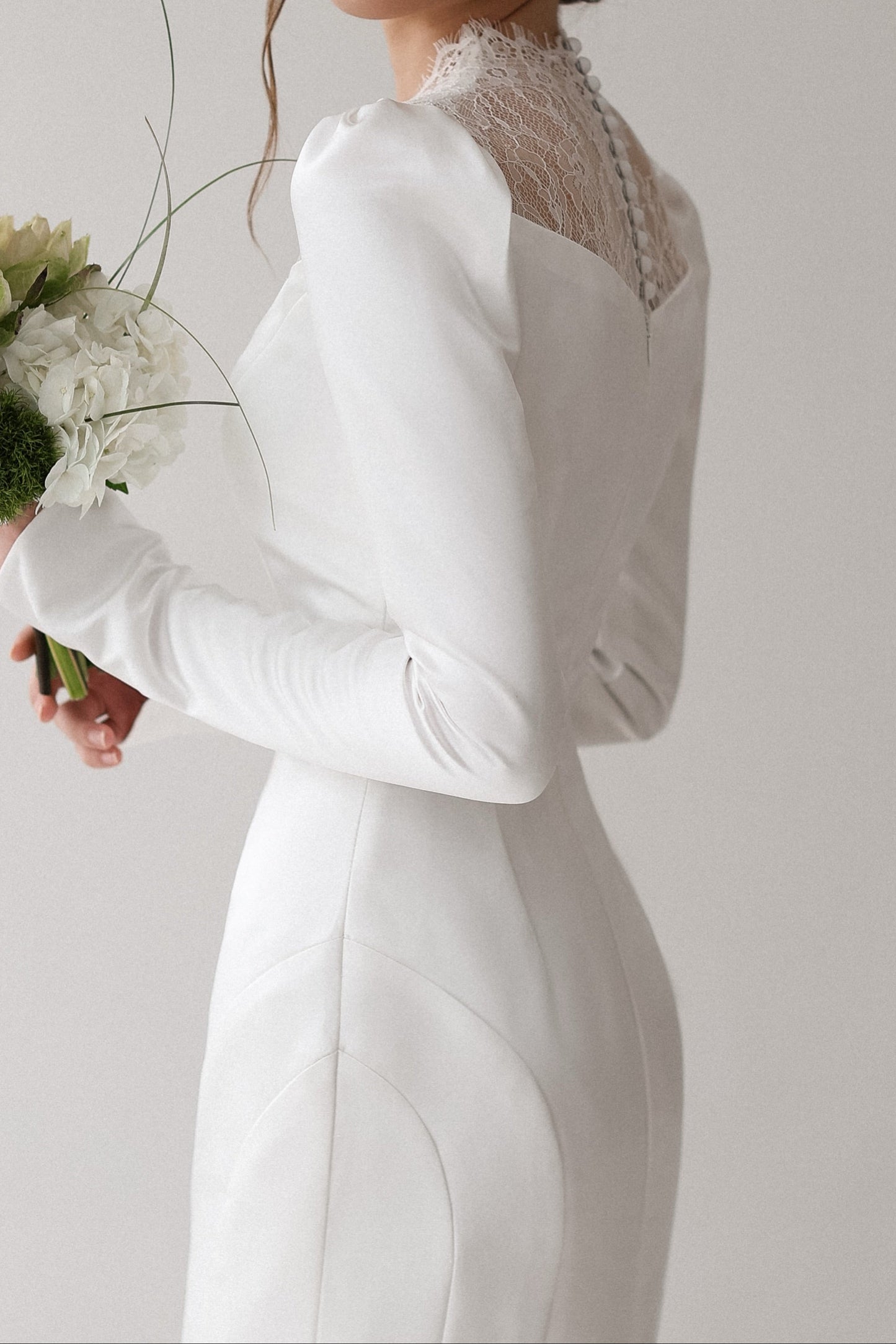 Lace Illusion Long Sleeve Mermaid Wedding Dress