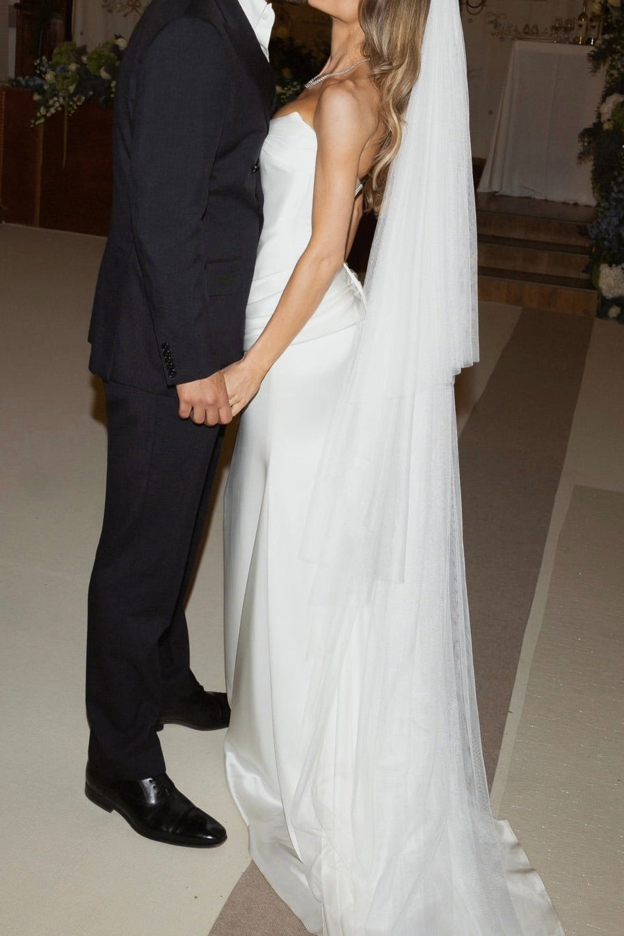Strapless Ruched Satin Mermaid Wedding Dress