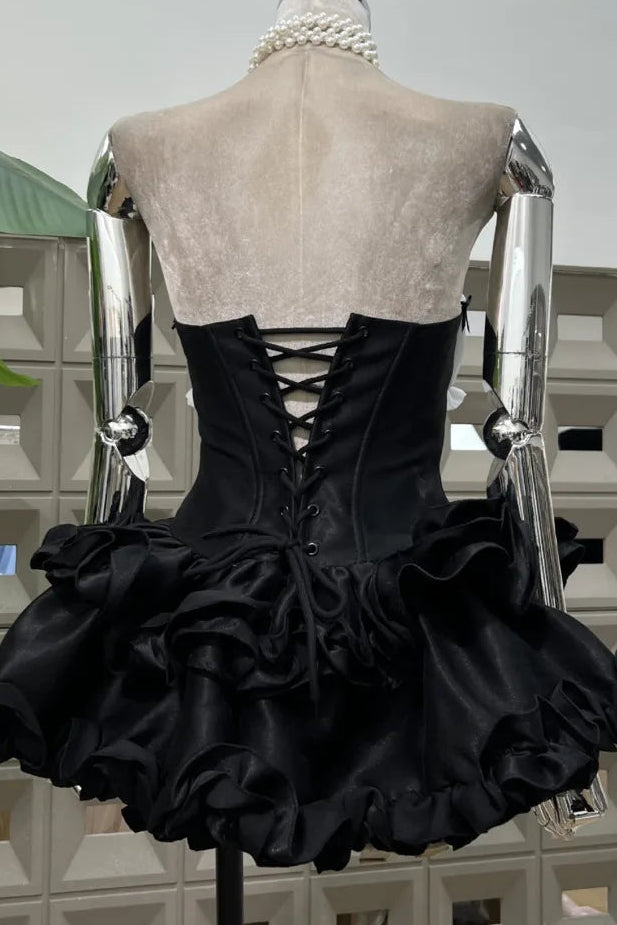Corset Mini Dress with Tiered Ruffle Skirt
