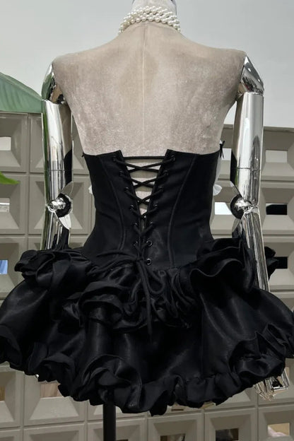 Corset Mini Dress with Tiered Ruffle Skirt