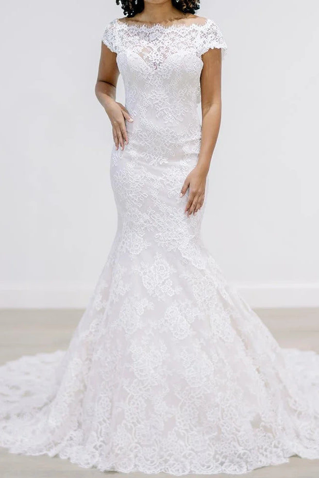 Lace Mermaid Wedding Dress with Statement Back Bow