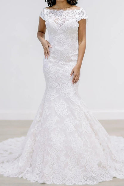 Lace Mermaid Wedding Dress with Statement Back Bow