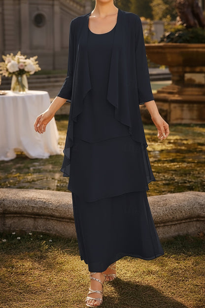 Tiered Maxi Dress with Matching 3/4 Sleeve Jacket