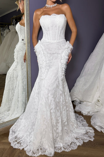 Strapless Lace Mermaid Wedding Dress with Bolero