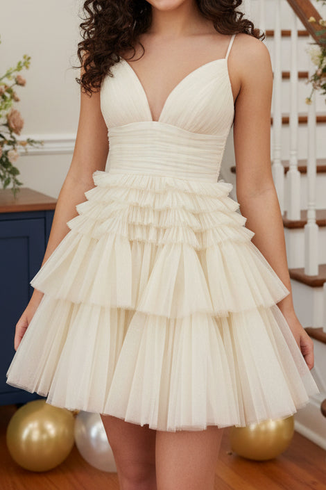 Tiered Tulle Short Homecoming Dress