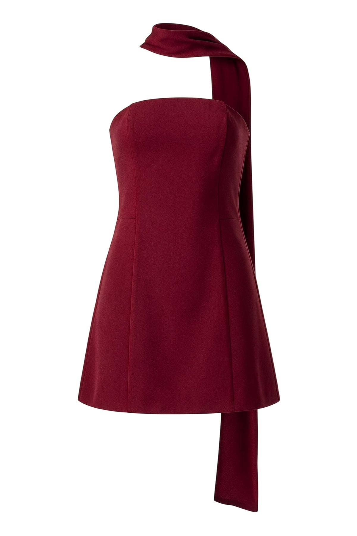 Strapless Mini Dress with High Neck Scarf