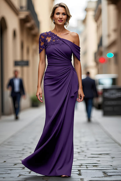 One-Shoulder Mermaid Evening Gown with Lace