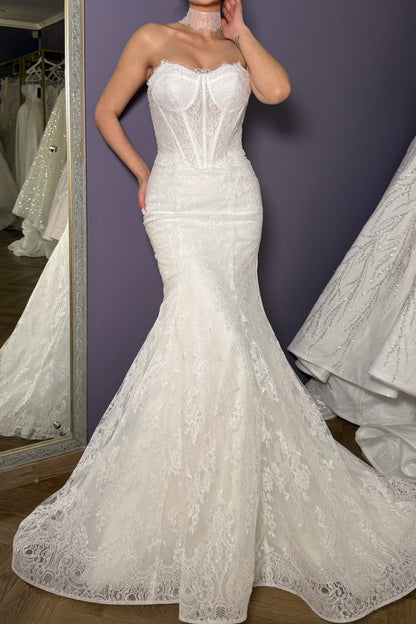Corset Lace Mermaid Wedding Dress with Bolero