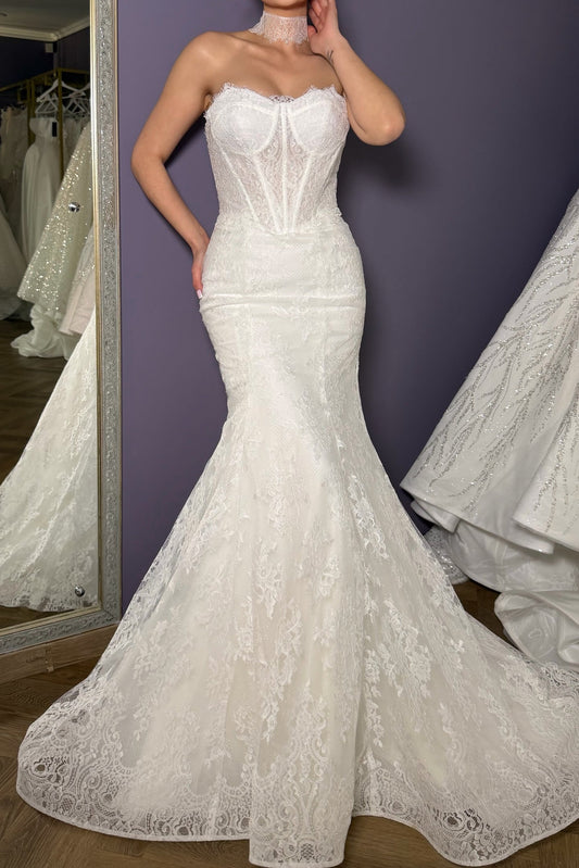 Corset Lace Mermaid Wedding Dress with Bolero