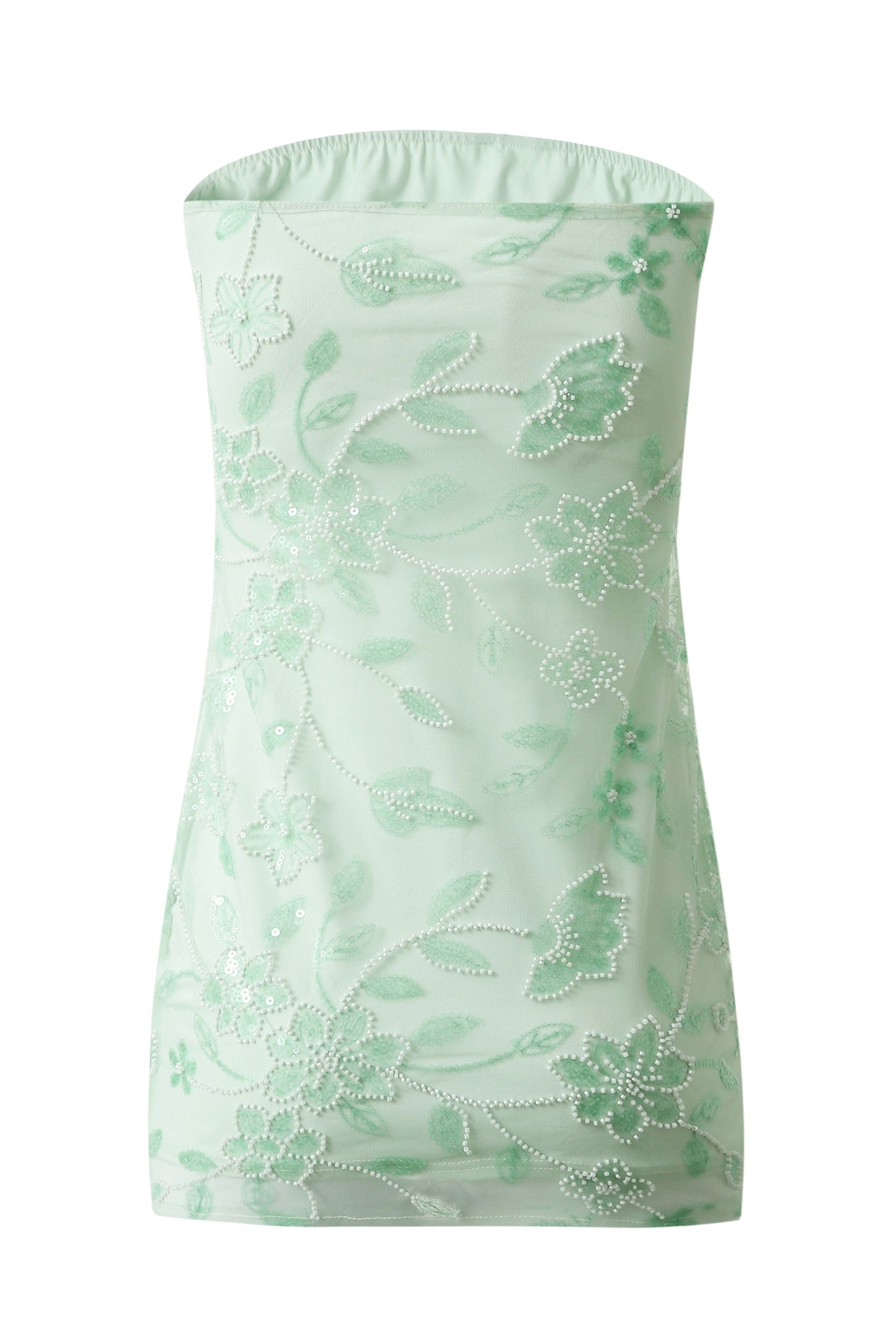 Strapless Beaded Mini Dress with Matching Neck Scarf