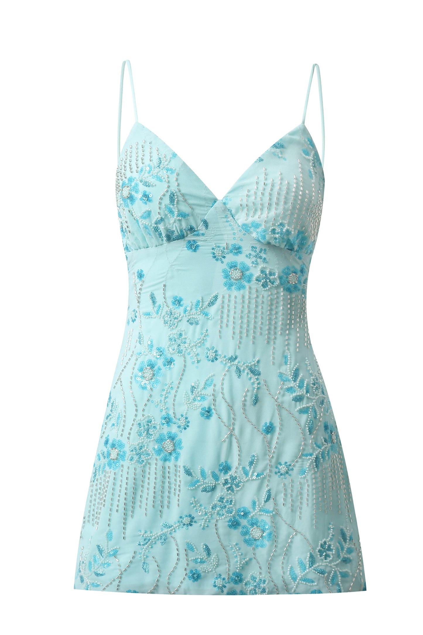 Beaded Floral Slip Dress with Open Tie Back