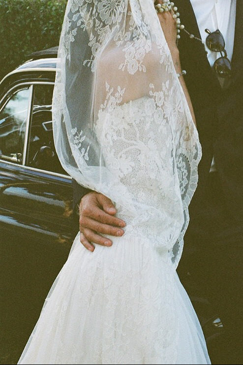Strapless Drop Waist Floral Embroidered Wedding Dress
