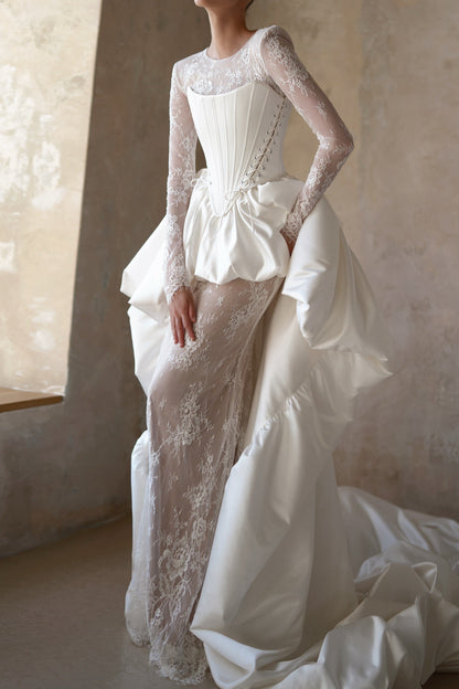 Lace Wedding Dress with Corset and Train