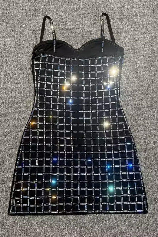 Sequin Sweetheart Mini Dress with Spaghetti Straps