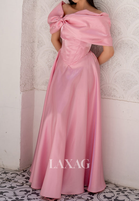 Bows Tube Top Floor-Length Formal Gowns Sleeveless Satin Fitted Evening Dress