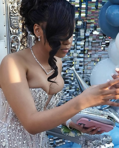 Sweetheart Fully Sequined Beaded Mermaid Black Girl Sleeveless Long Party Dress