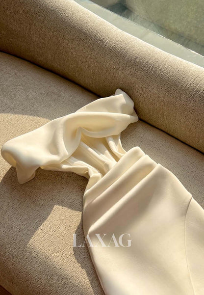 Tube Top Sleeveless Short Party Gowns Pleated Satin Mermaid Homecoming Dress