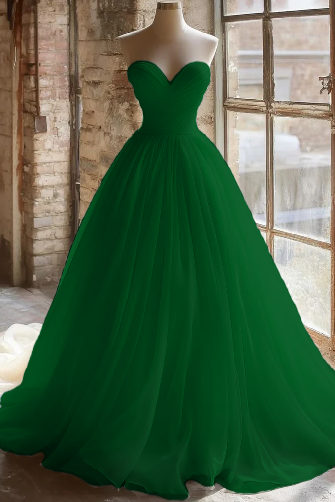 Sweetheart Off-Shoulder Sleeveless Chiffon Pleated Simple A-Line Wedding Dress with Train