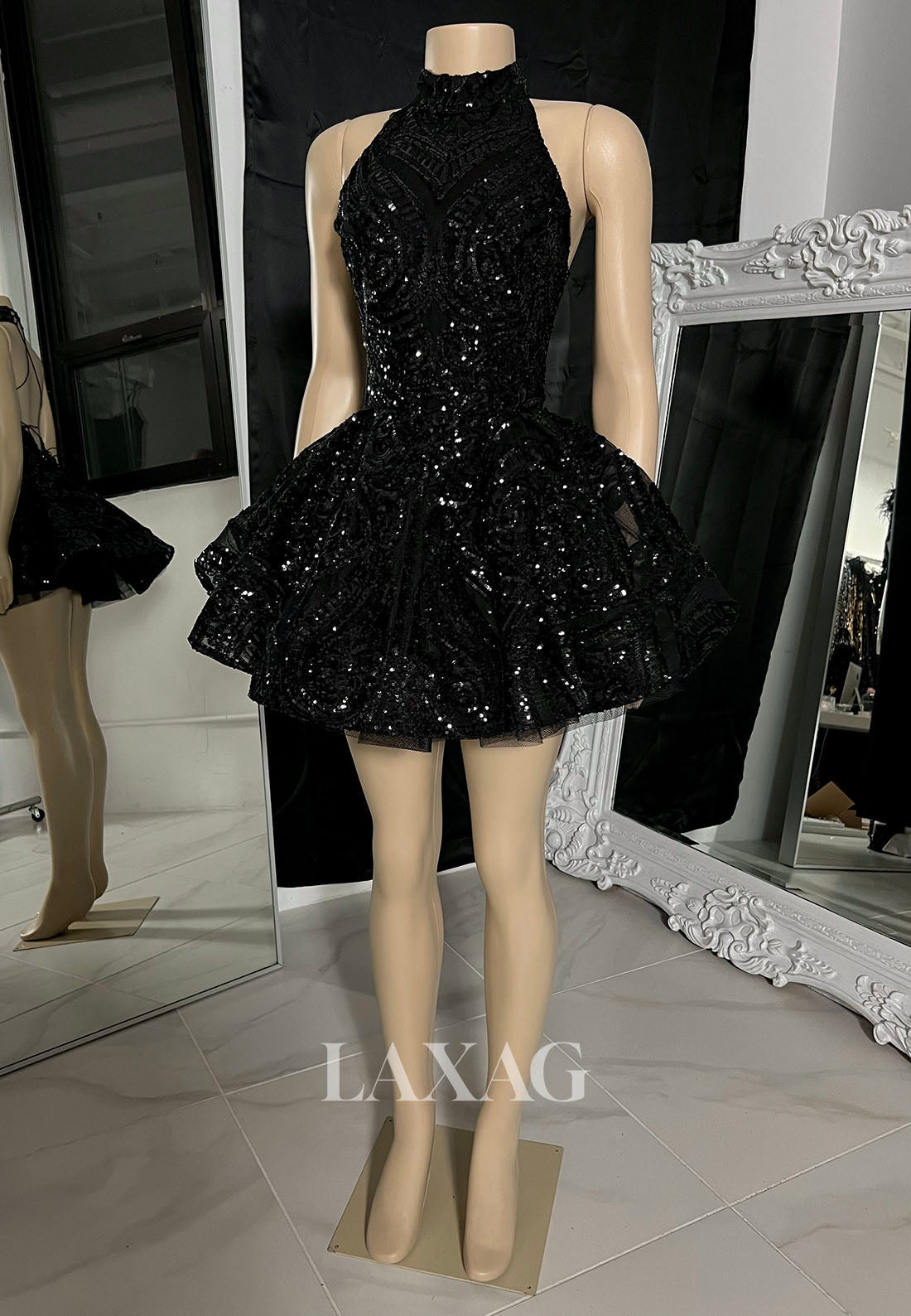 A-Line Backless Appliques Sequins Sleek Satin Elegant Party Homecoming Dress