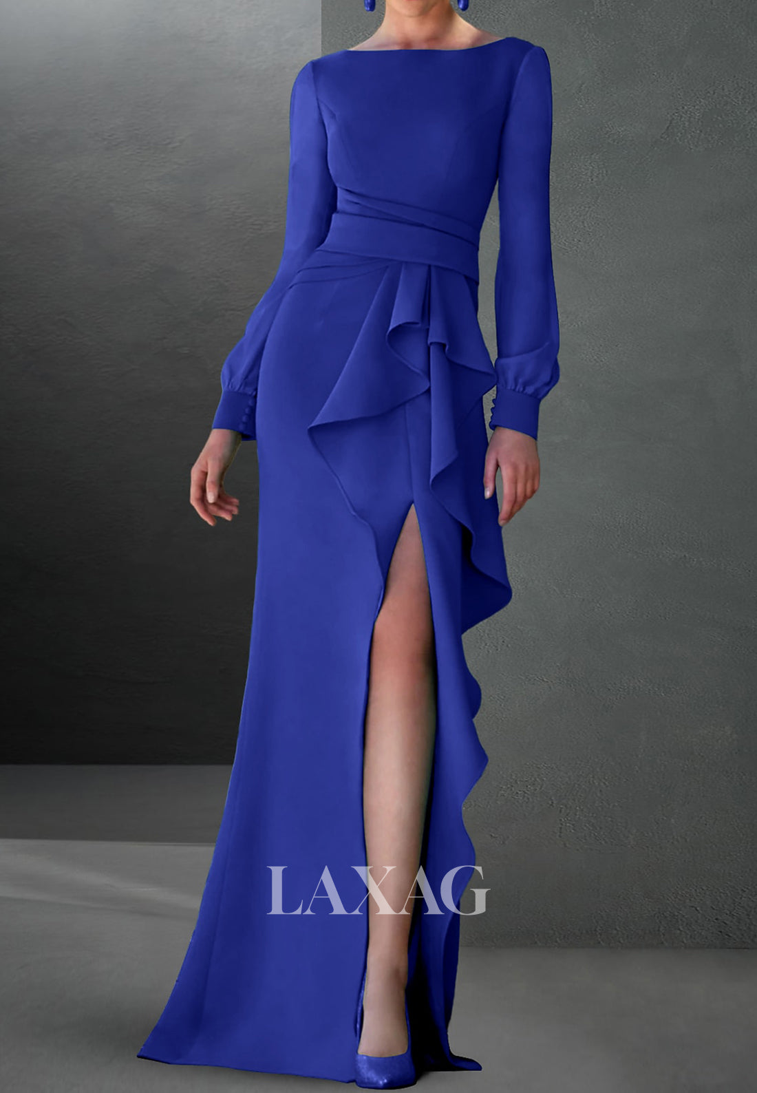 Simple Scoop-Neck Long Sleeves Mermaid Wedding Guest Dress Pleated Flo Laxag Simple Scoop-Neck Long Sleeves Mermaid Wedding Guest Dress Pleated Flo Laxag