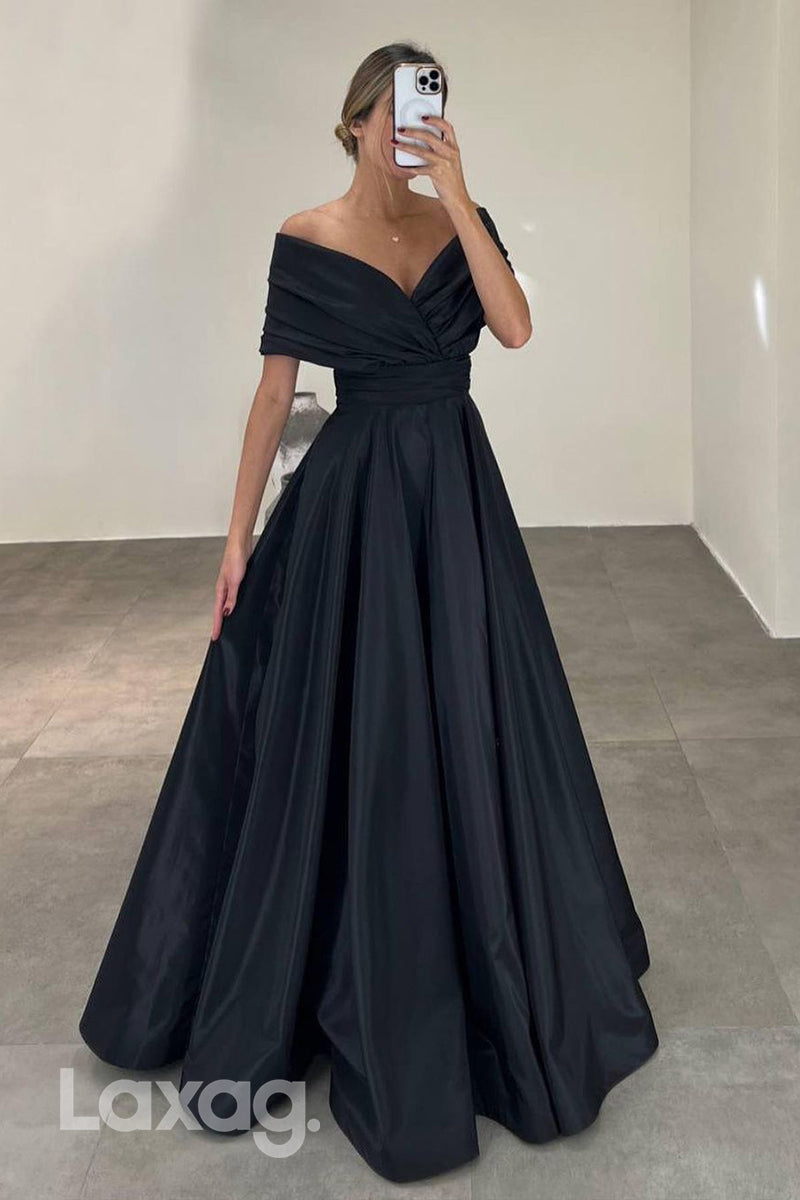 22045 - A line Off Shoulder Ruched Long Formal Evening Dress Laxag 22045 - A line Off Shoulder Ruched Long Formal Evening Dress Laxag