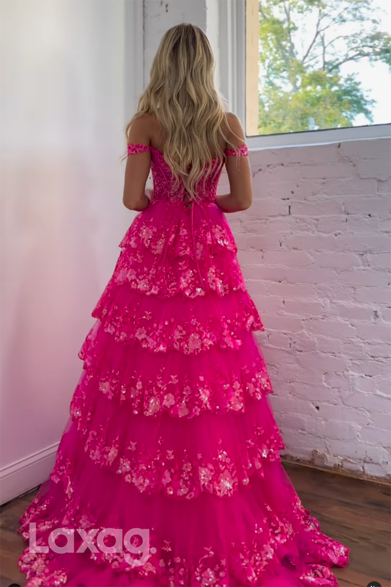 22059 - A Line Off Shoulder Sequins Lace Pink Long Semi Formal Prom Dr Laxag 22059 - A Line Off Shoulder Sequins Lace Pink Long Semi Formal Prom Dr Laxag