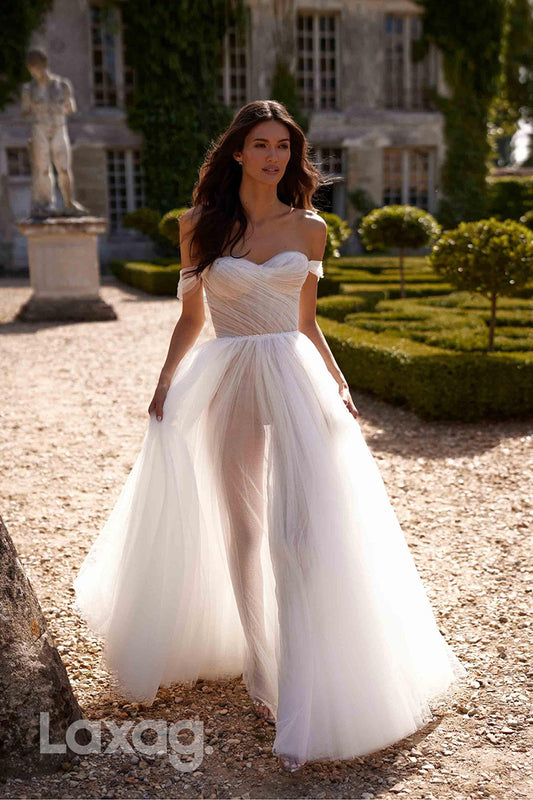 15744 - A line Sweetheart Tulle Pleats Elegant Wedding Dress