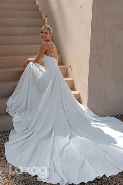 15734 - A line Spaghetti Straps Ruched Elegant Wedding Dress