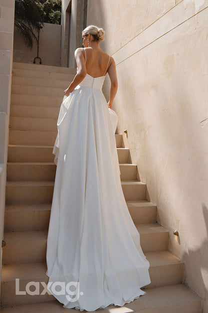 15734 - A line Spaghetti Straps Ruched Elegant Wedding Dress