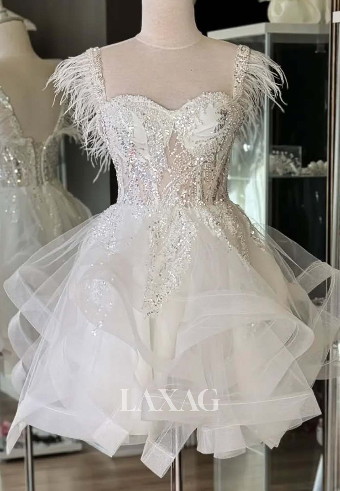 Off-Shoulder Sweetheart Sleeveless Beaded Pleated Tulle Tiered A-Line Party Homecoming Dress