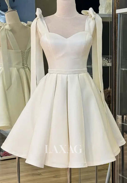 Simple Sweetheart Off-Shoulder Sleeveless Pleated Satin Short A-Line Party Homecoming Dress