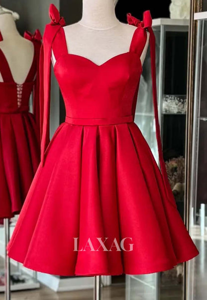 Simple Sweetheart Off-Shoulder Sleeveless Pleated Satin Short A-Line Party Homecoming Dress