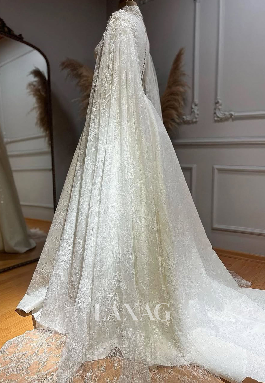 Allover Lace Applique Bride Gowns High-Neck Sleeveless A-Line Wedding Laxag Allover Lace Applique Bride Gowns High-Neck Sleeveless A-Line Wedding Laxag