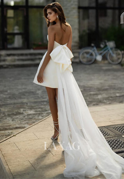 sleeveless off the shoulder women's short white wedding dresses June Bridals A-Line Off-the-shoulder Spaghetti Sexy Lace Garden Summer Dress Destination Modest Elegant Country Court Introducing a chic and modern Sheath gown that embodies sophistication and style Tube Top Sleeveless Satin Boho