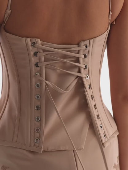 Sweetheart Spaghetti Straps Sleeveless Fully Lace Applique Satin Mermaid Party Homecoming Dress