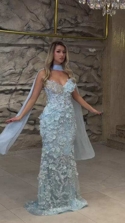 Sweetheart Floral Embellished Mermaid Prom Dress Off-Shoulder Sequined Beaded Party Gowns