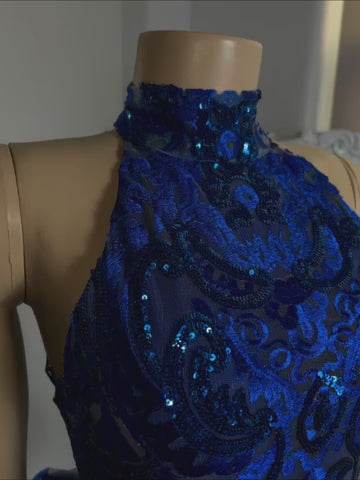 High Neck Sequined Halter A-Line Mini Dress