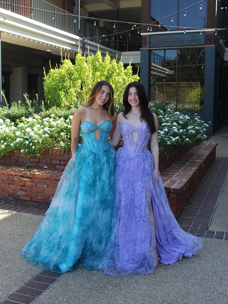 Sweetheart Sleeveless Floor-Length Beaded Print-Tulle Pleated A-Line Prom Dress