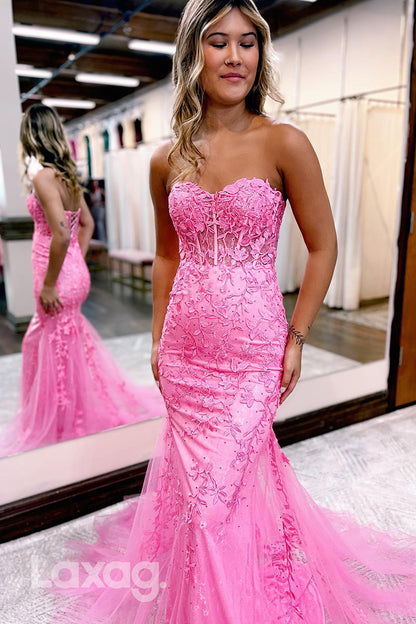 19761 - Sweetheart Appliques Sleeveless Tulle Long Prom Dress