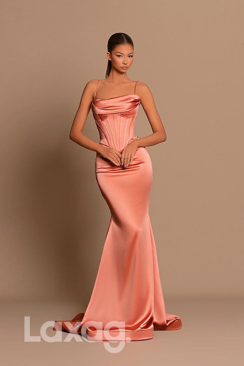 20786 - Spaghetti Straps Bone Bodice Long Mermaid Prom Dress