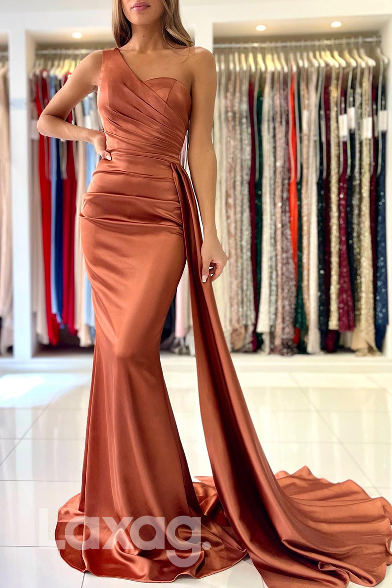 21832 - One Shoulder Pleats Prom Evening Gown with Overskirts
