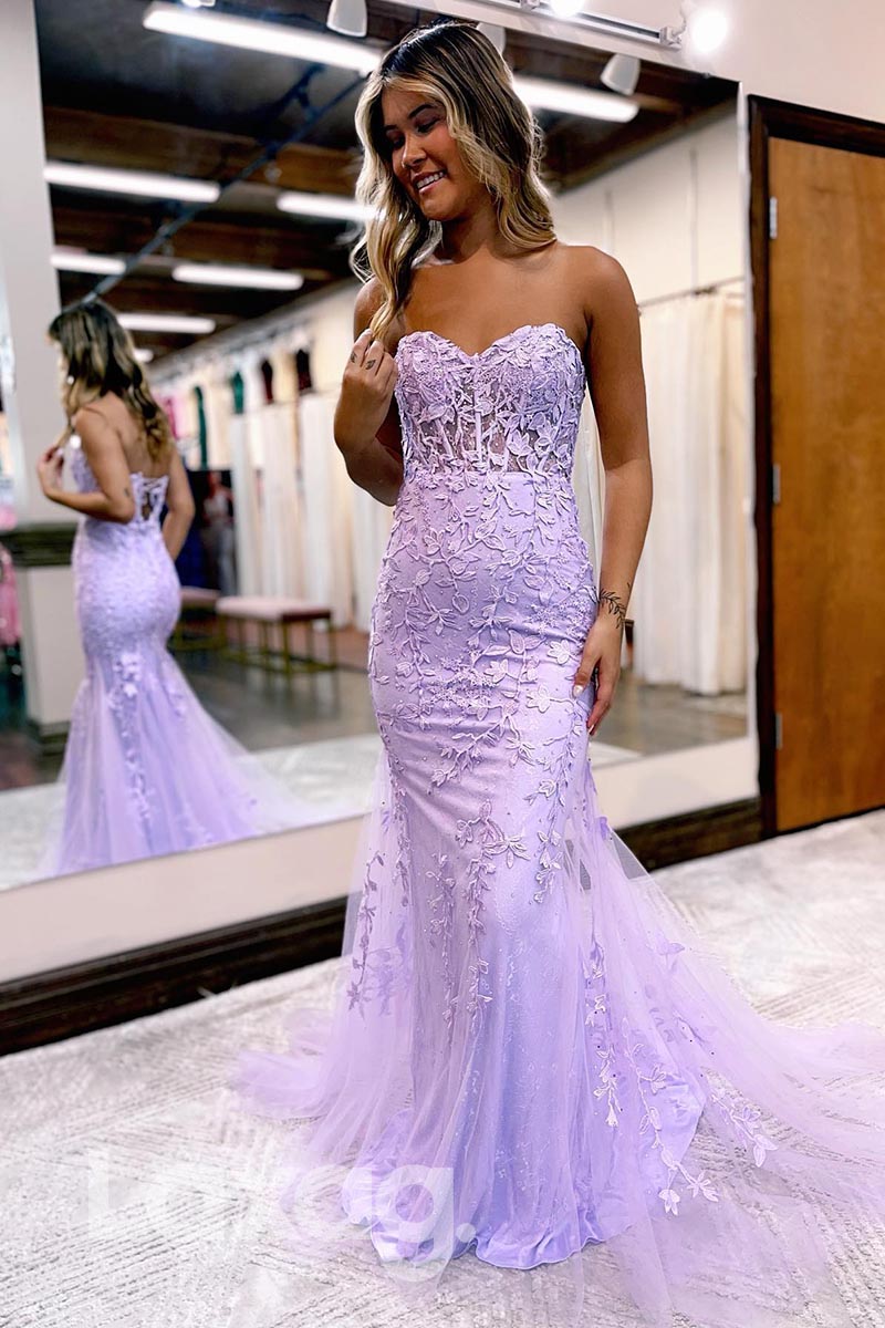 21854 - Sweetheart Bone Bodice Lace Beads Mermaid Prom Evening Dress