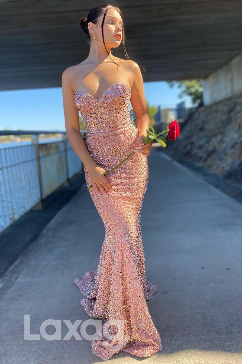 Glittery Prom Dress Peach