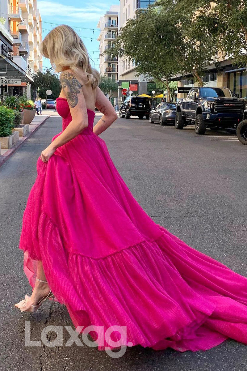 20703 - A-line Sweetheart Fuchsia Long Prom Dress|LAXAG