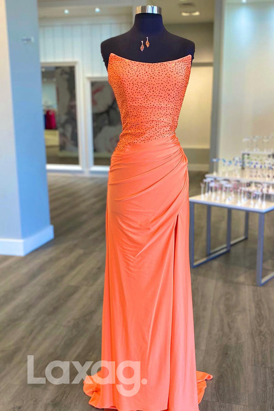 20746 - Strapless Beads Long Prom Dress with Slit|LAXAG