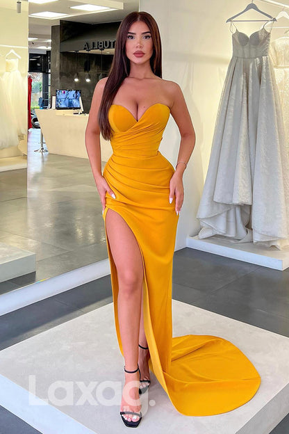 14750 - Sweetheart Thigh Slit Party Prom Dress With Swep Train