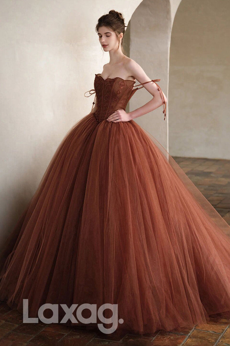 19762 - Spaghetti Straps Tulle Long Prom Ball Gown|LAXAG